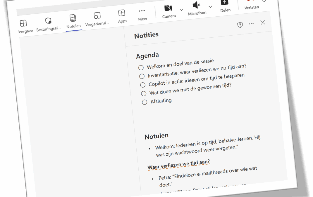 Gemakkelijk notuleren in Teams vergaderingen: alles op één plek