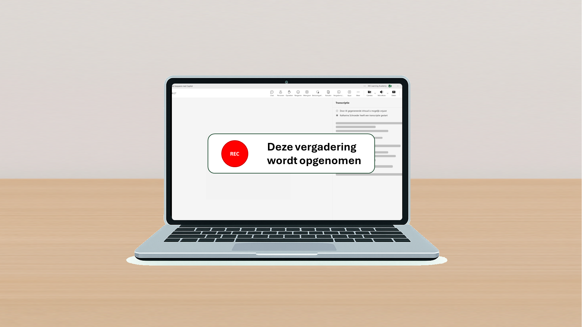 Teams vergadering – Opname notificatie